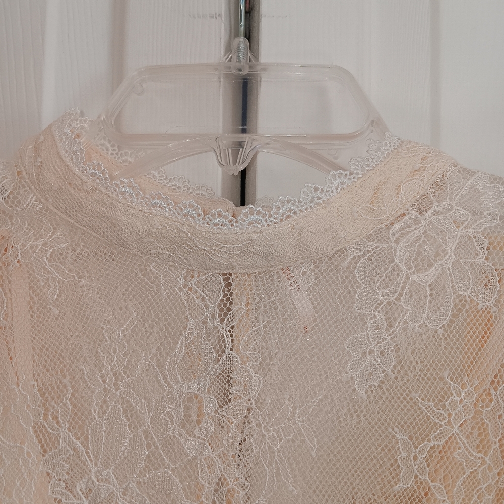 Free People Secret Admirer Mock Neck  Cream Lace Top. Size S. - Picture 7 of 15